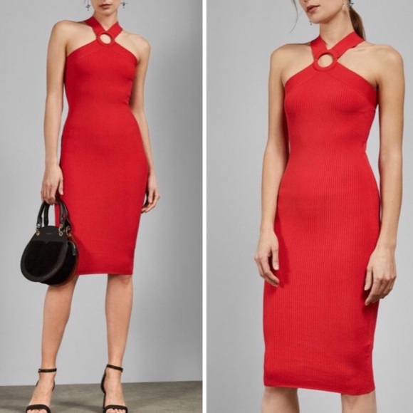 Ted Baker Sionna Ribbed Halter Dress - Picture 2 of 5